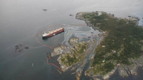 Full City gikk på grunn på Såstein utenfor Langesund 31. juli 2009. Foto: Kystverket