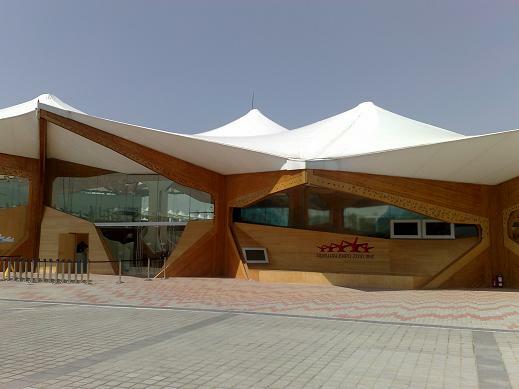 EXPO 2010 i Shanghai: Den norske paviljongen, med sjømatrestauranten helt ute i venstre billedkant. Bildet ble tatt våren 2010, før verdensutstillingen åpnet. Foto: Åshild Nakken / Norwegian Seafood Council