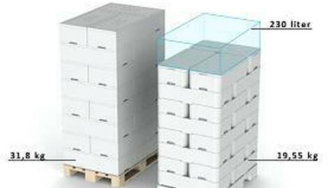 Ny EPS-kasse for laksetransport, fra BEWI AS og Vartal Plast AS. Illustrasjonsfoto: BEWI AS