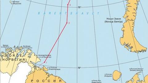 Kartet viser delelinjen i Barentshavet