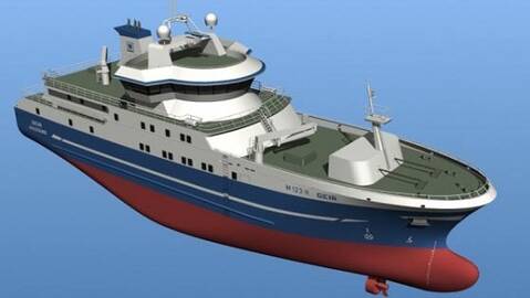 GEIR II – Autolinefartøy med dragebrønn. Tegning: FHF