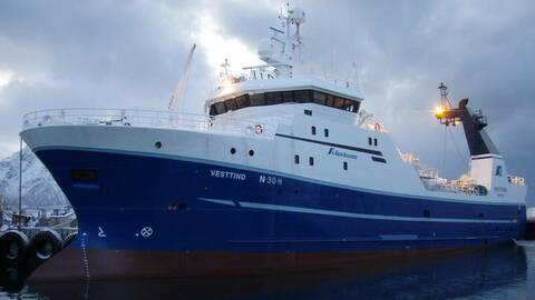 Frysetråleren «Vesttind» tilhører Nordland Havfiske AS. Foto: Aker Seafoods ASA