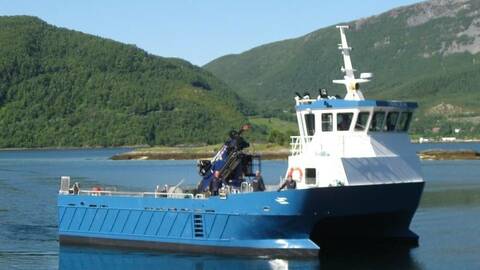 Illustrasjonsbilde: Servicekatamaranen «Trollbas» ble sjøsatt i 2011. Foto: Grovfjord Mek. Verksted AS