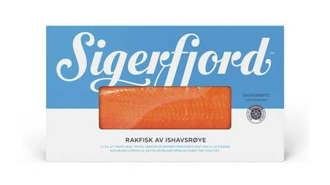 Ny innpakning for produkt av ishavsrøye fra Sigerfjord Fisk AS. Foto: Strømme Throndsen Design AS