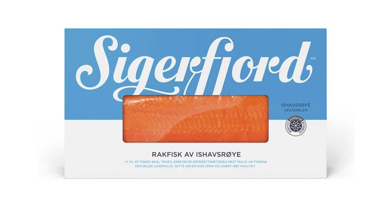 Ny innpakning for produkt av ishavsrøye fra Sigerfjord Fisk AS. Foto: Strømme Throndsen Design AS