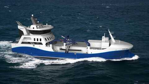 Den nye brønnbåten skal leveres til Intership i 2022 og får en lastekapasitet på 2.200 m3. Illustrasjon: NSK Ship Design