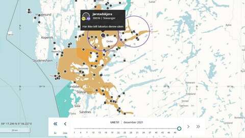 Fiskesykdommen infeksiøs lakseanemi er påvist ved sjølokaliteten Jørstadskjera i Stavanger kommune. Kart: BarentsWatch
