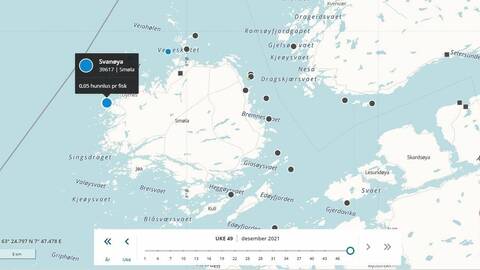 Fiskesykdommen infeksiøs lakseanemi er påvist ved sjølokaliteten Svanøya i Smøla kommune. Kart: BarentsWatch