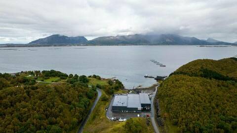 AquaGen sitt landanlegg i Bogen i Steigen kommune. Foto: AquaGen