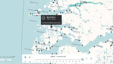 Fiskesykdommen infeksiøs lakseanemi er påvist ved sjølokalitet Bjørnholmen i Solund kommune. Kart: BarentsWatch